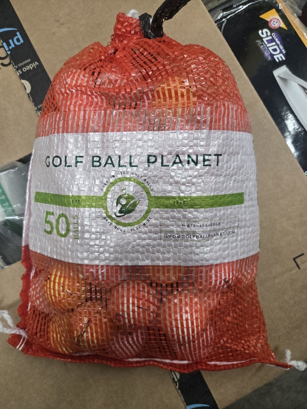 Golf Ball Planet 50 Ball Mesh Bag Hit Away Practice Used Golf Balls